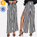 Los pantalones de Palazzo rayados de la raja alta manufacturan la ropa al por mayor de las mujeres de la manera (TA3092P)